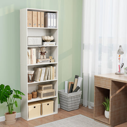 6-Tier Bookcase with 6 Open Shelves and Anti-Toppling Kits, White Bookcases at Gallery Canada