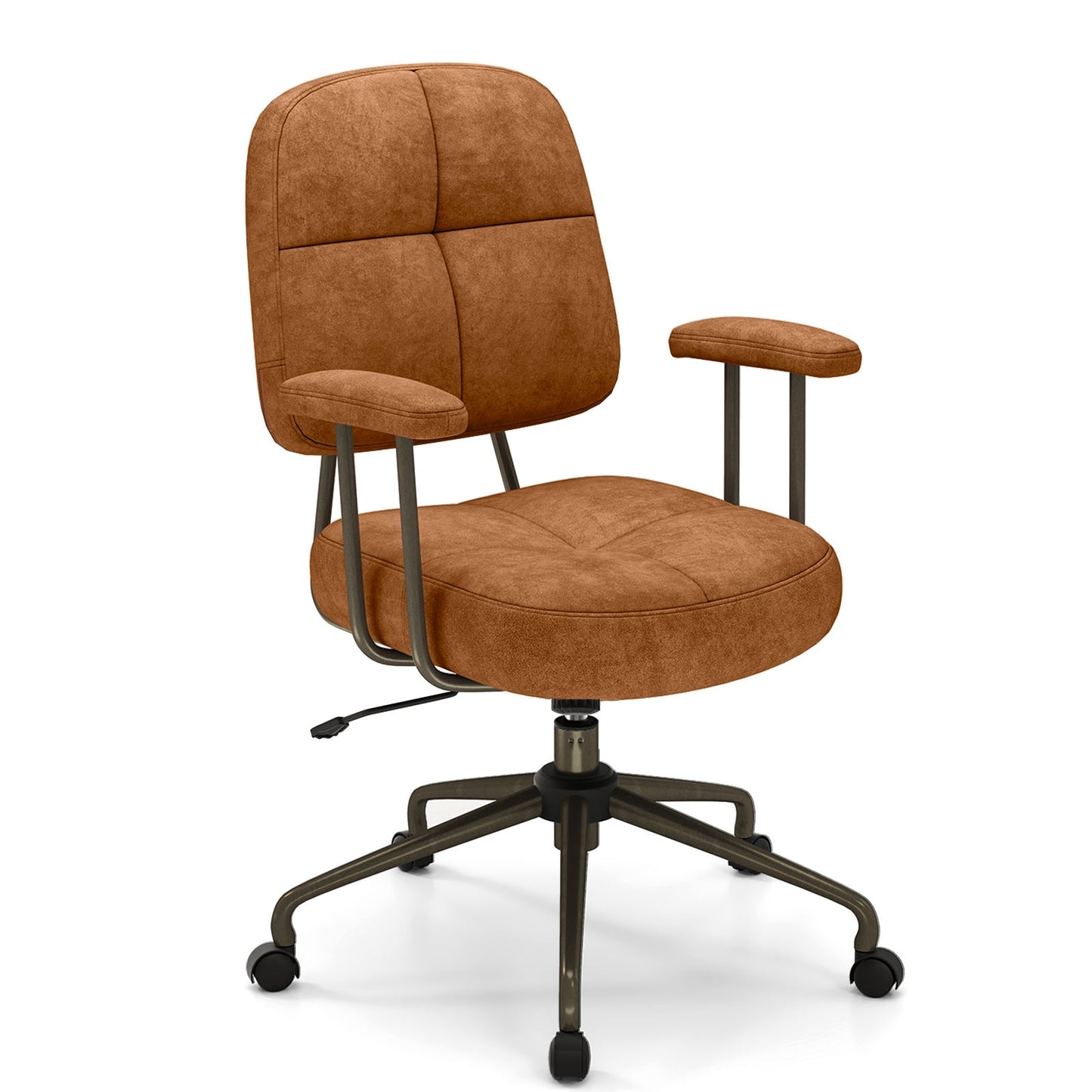 Leathaire Upholstered Task Home Office Chair with Cushioned Back, Brown Leisure Chairs at Gallery Canada