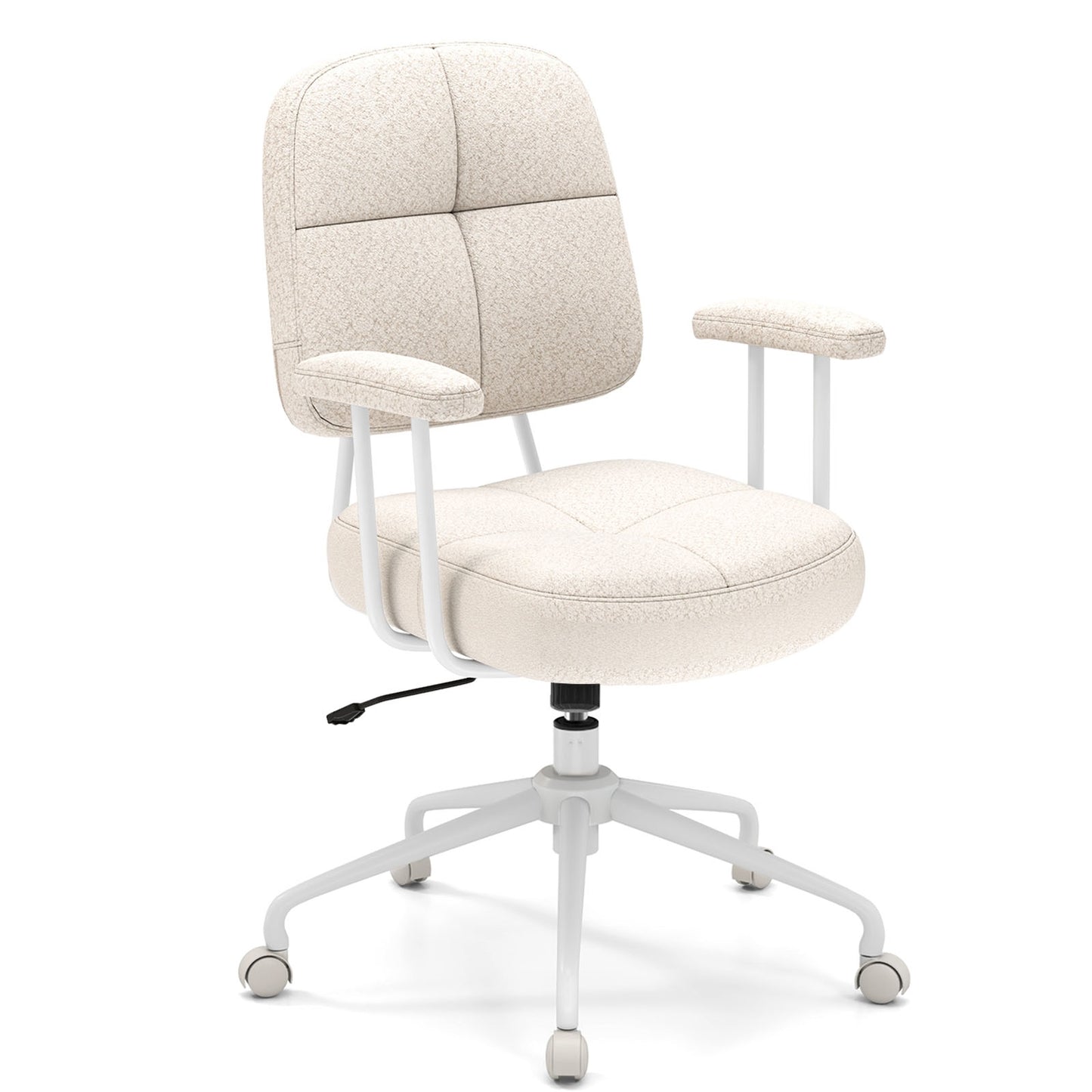 Leathaire Upholstered Task Home Office Chair with Cushioned Back, Beige Leisure Chairs at Gallery Canada