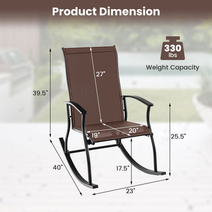 2 Pieces Outdoor Rocking Chairs with Breathable Backrest, Brown Patio Rocking Chairs & Gliders at Gallery Canada