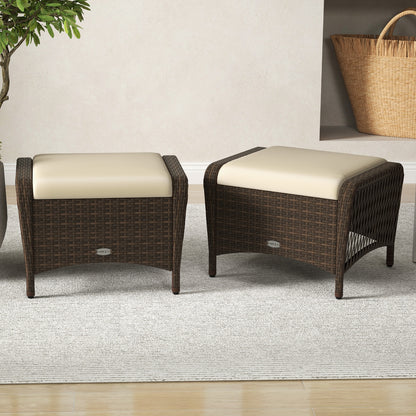 Set of 2 Outdoor Patio Ottomans, Removable Cushions, Beige Outdoor Seating & Patio Chairs at Gallery Canada