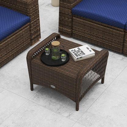 Outdoor Patio PE Wicker Ottomans, Set of 2, Removable Cushions, Navy Outdoor Seating & Patio Chairs at Gallery Canada
