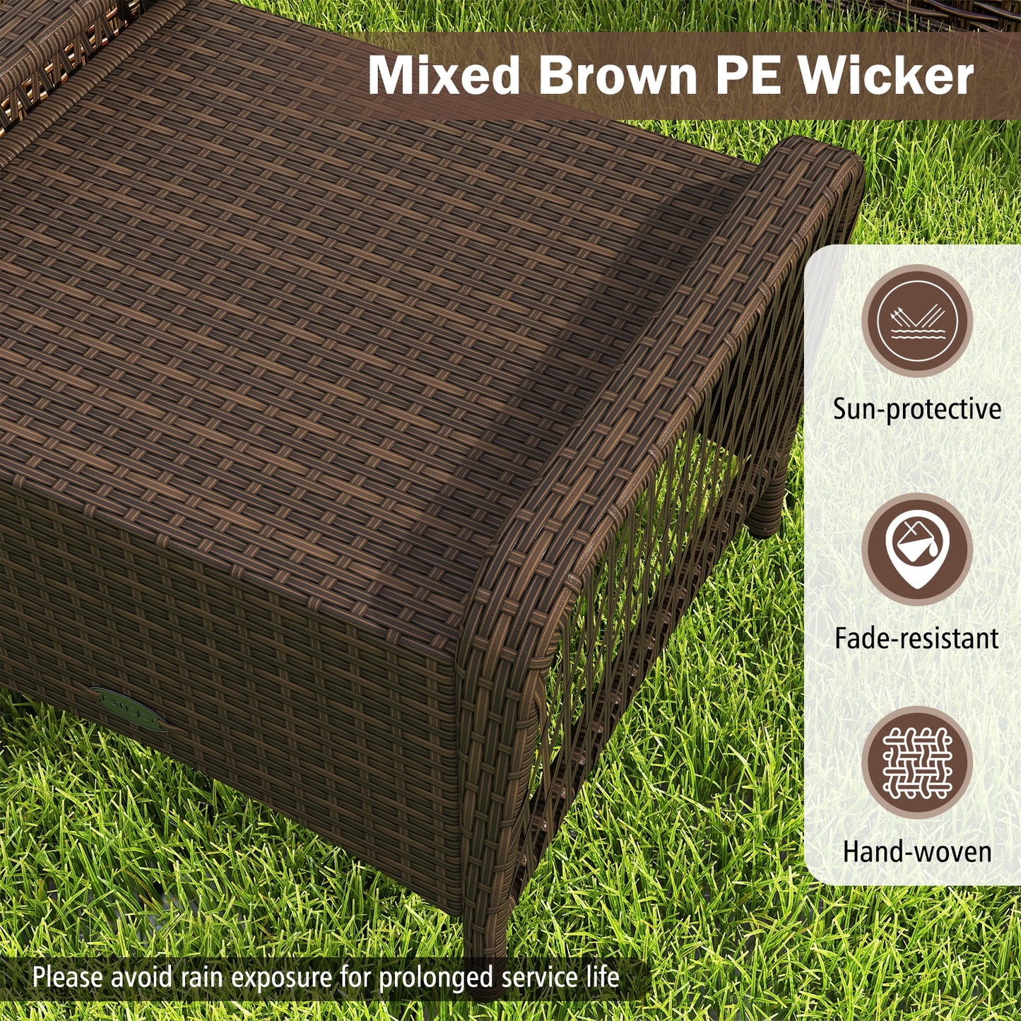 Outdoor Patio PE Wicker Ottomans, Set of 2, Removable Cushions, Navy Outdoor Seating & Patio Chairs at Gallery Canada