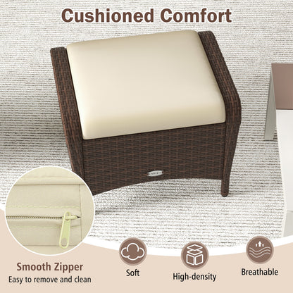 Set of 2 Outdoor Patio Ottomans, Removable Cushions, Beige Outdoor Seating & Patio Chairs at Gallery Canada