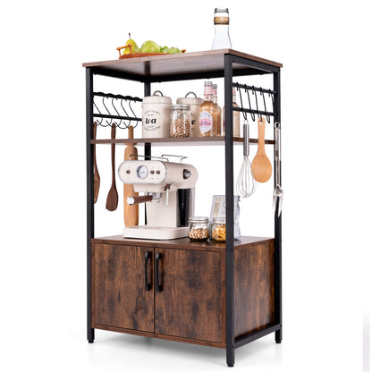3-Tier Kitchen Baker’s Rack with Cabinet and 2 Open Shelves, Brown Baker's Racks at Gallery Canada