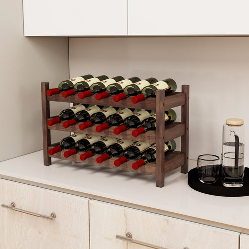 3-Tier Bamboo Countertop Wine Bottle Organizer