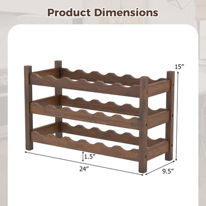 Organisateur de bouteilles de vin en bambou à 3 niveaux pour comptoir