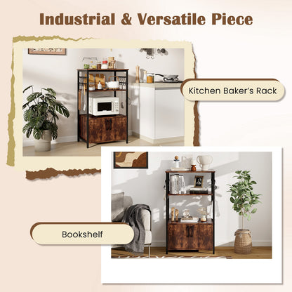 3-Tier Kitchen Baker’s Rack with Cabinet and 2 Open Shelves, Brown Baker's Racks at Gallery Canada