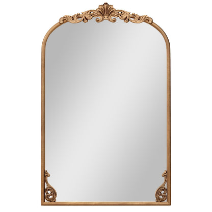 Arched Mirror for Wall Gold Traditional Vintage Ornate Baroque Mirror with Metal Frame-S Wall Mirrors at Gallery Canada