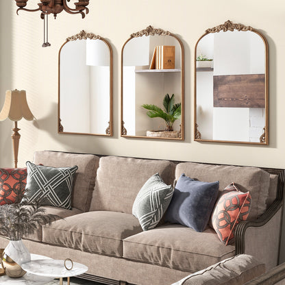 Arched Mirror for Wall Gold Traditional Vintage Ornate Baroque Mirror with Metal Frame-S Wall Mirrors at Gallery Canada