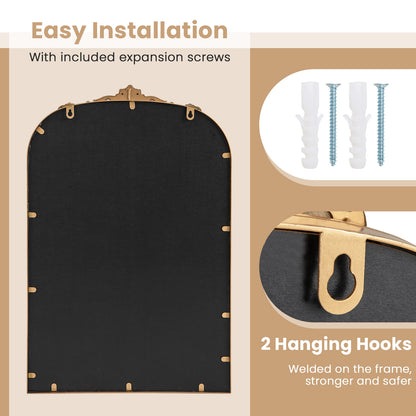 Arched Mirror for Wall Gold Traditional Vintage Ornate Baroque Mirror with Metal Frame-S Wall Mirrors at Gallery Canada