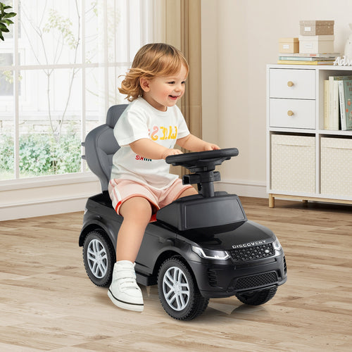 3 in 1 Push Car with Removable Handle and Guardrail for Kids 18-36 Months Old, Black