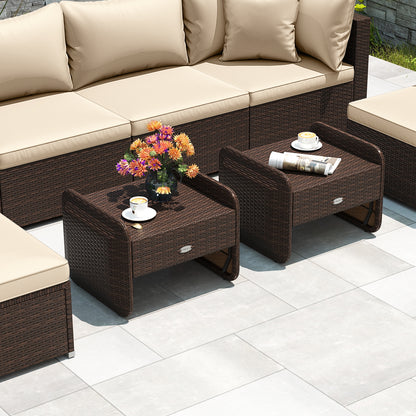 2 Pieces Outdoor Patio PE Wicker Ottomans with Removable Cushions, Brown Outdoor Seating & Patio Chairs at Gallery Canada