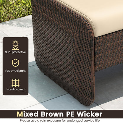 2 Pieces Outdoor Patio PE Wicker Ottomans with Removable Cushions, Brown Outdoor Seating & Patio Chairs at Gallery Canada