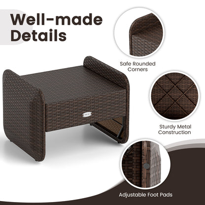 2 Pieces Outdoor Patio PE Wicker Ottomans with Removable Cushions, Brown Outdoor Seating & Patio Chairs at Gallery Canada