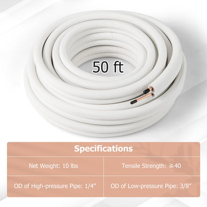 50 Feet Mini Split Line Set with 1/4 Inch and 3/8 Inch O.D. Copper Pipes Tubing, White Mini Split AC Parts & Accessories at Gallery Canada