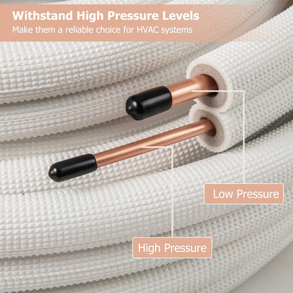 50 Feet Mini Split Line Set with 1/4 Inch and 3/8 Inch O.D. Copper Pipes Tubing, White Mini Split AC Parts & Accessories at Gallery Canada