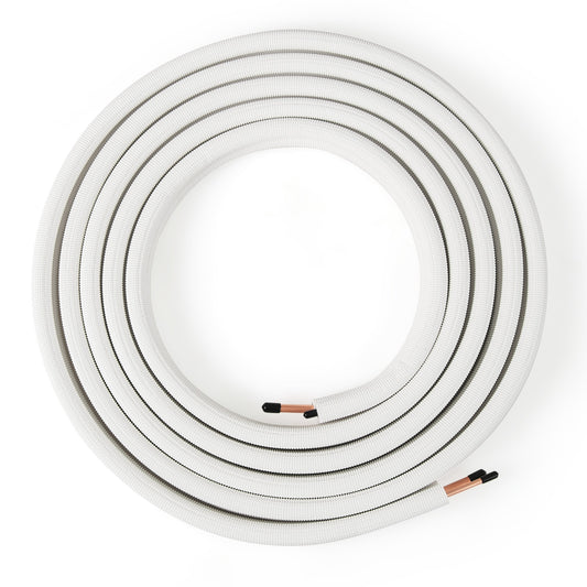 25 Ft Mini Split Line Set, 1/4 Inch And 3/8 Inch O.D. Copper Pipes, White Mini Split AC Parts & Accessories White at Gallery Canada