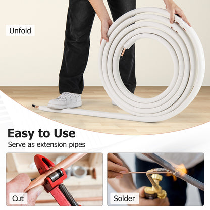 25 Feet Mini Split Line Set with 1/4 Inch and 3/8 Inch O.D. Copper Pipes Tubing, White Mini Split AC Parts & Accessories at Gallery Canada