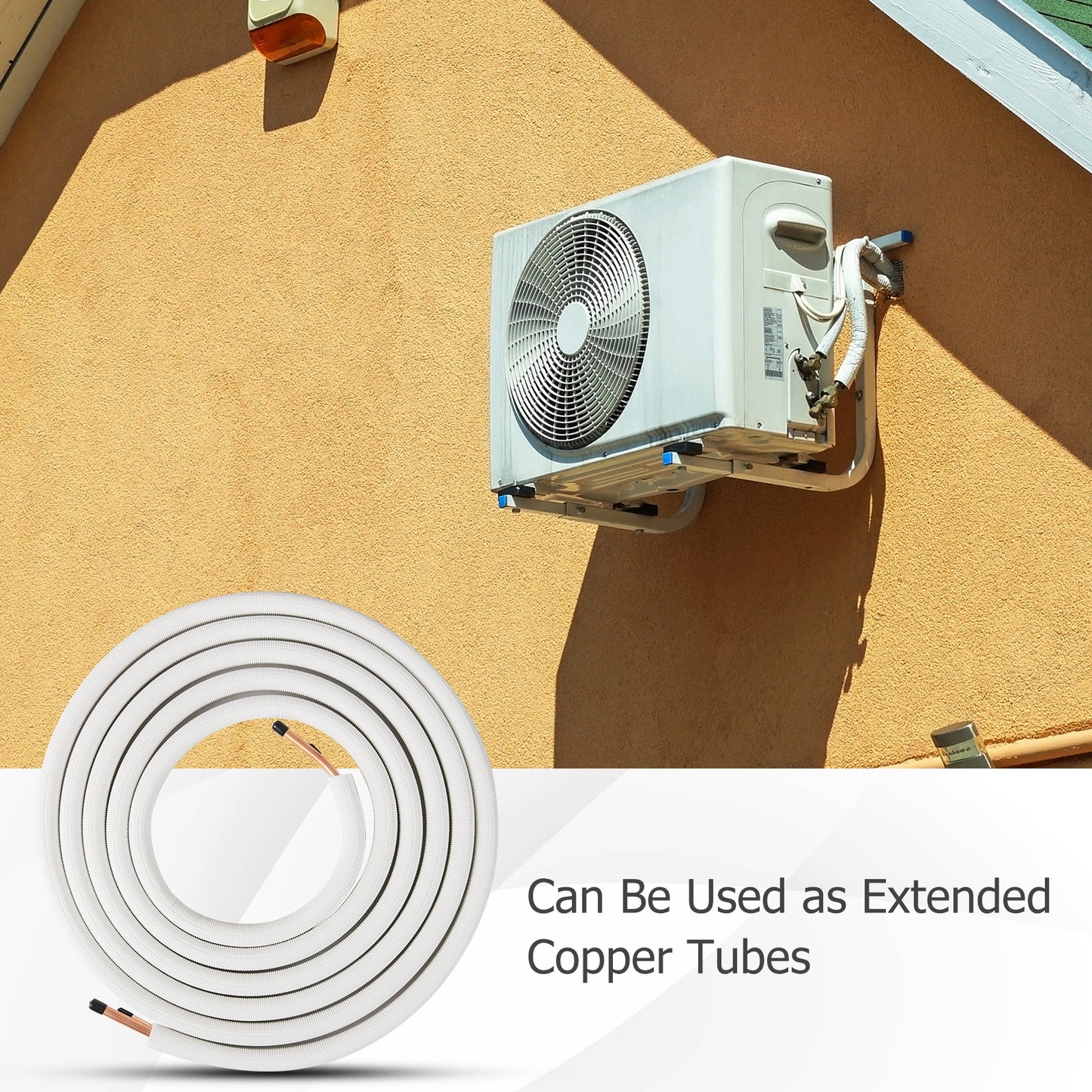 25 Feet Mini Split Line Set with 1/4 Inch and 1/2 Inch O.D. Copper Pipes Tubing, White Mini Split AC Parts & Accessories at Gallery Canada