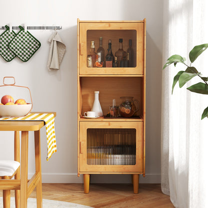 3-Cube Bamboo Storage Cabinet with Open Compartment and 2 Acrylic Doors, Natural Cabinets & Chests at Gallery Canada