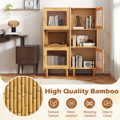3-Cube Bamboo Storage Cabinet with Open Compartment and 2 Acrylic Doors, Natural Cabinets & Chests at Gallery Canada