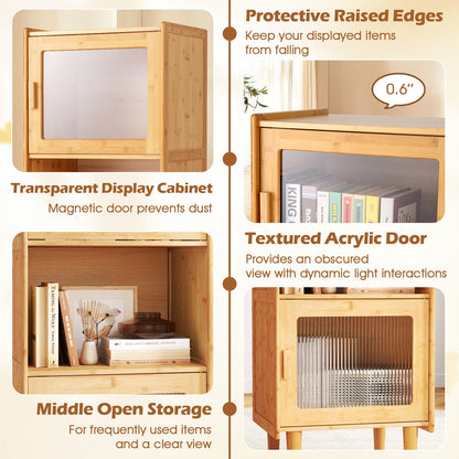 3-Cube Bamboo Storage Cabinet with Open Compartment and 2 Acrylic Doors, Natural Cabinets & Chests at Gallery Canada