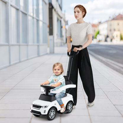 3 in 1 Push Car with Removable Handle and Guardrail for Kids 18-36 Months Old, White Push & Pedal Ride On Toys at Gallery Canada