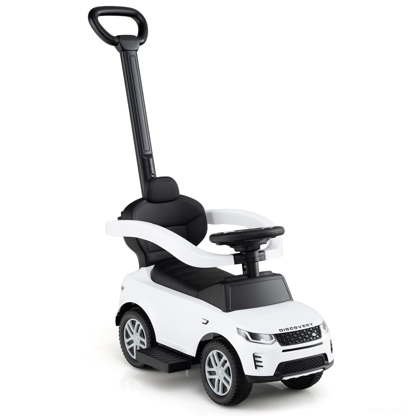 3 En 1 Poussette Voiture, Poignée Amovible, Barrière de Sécurité, 18-36 Mois, Blanc