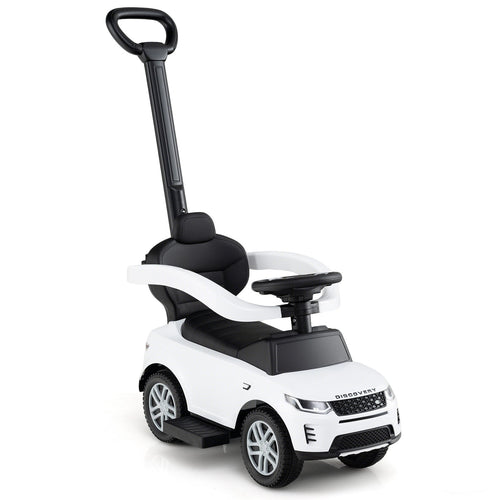 3 In 1 Push Car, Removable Handle, Guardrail, 18-36 Months, White