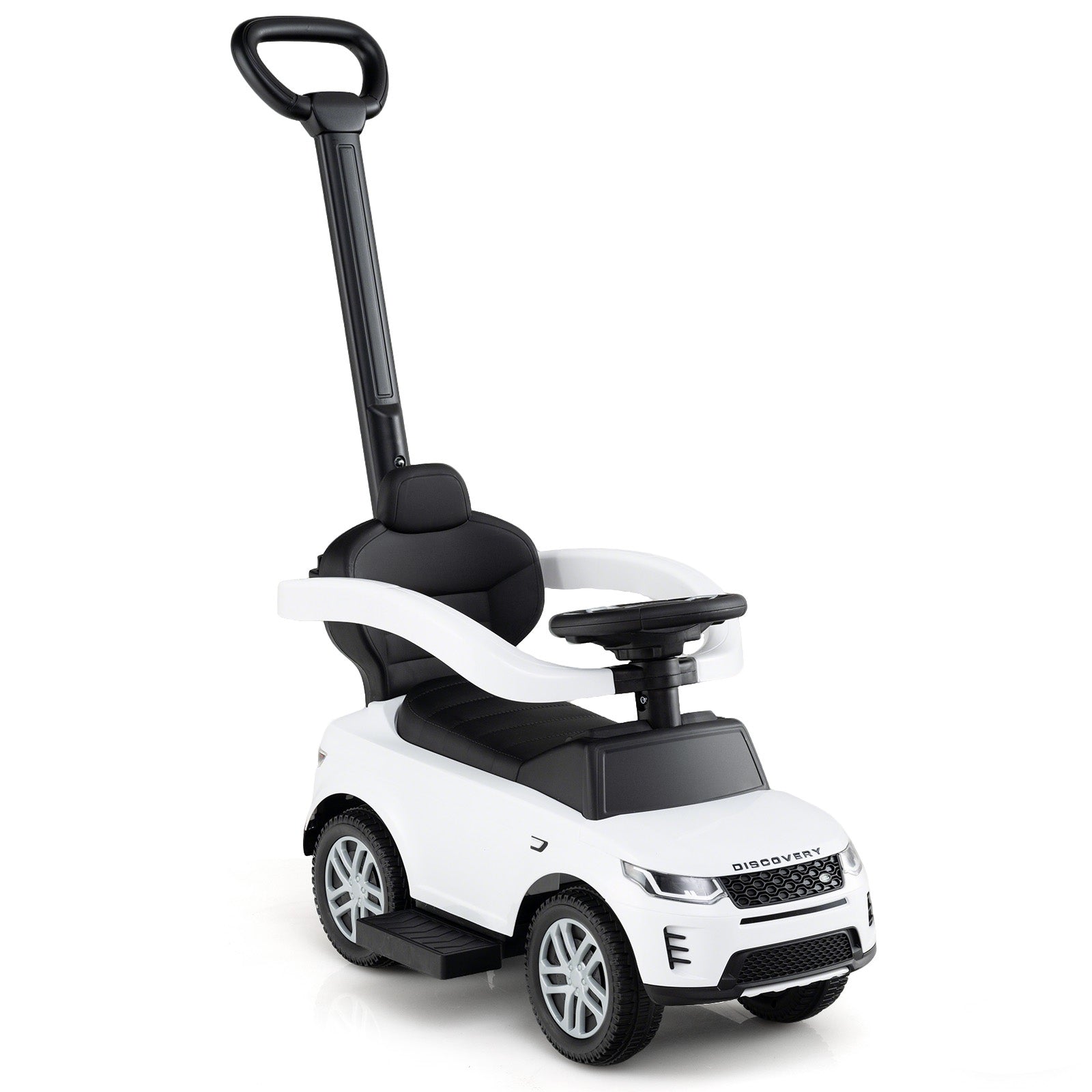 3 in 1 Push Car with Removable Handle and Guardrail for Kids 18-36 Months Old, White Push & Pedal Ride On Toys at Gallery Canada