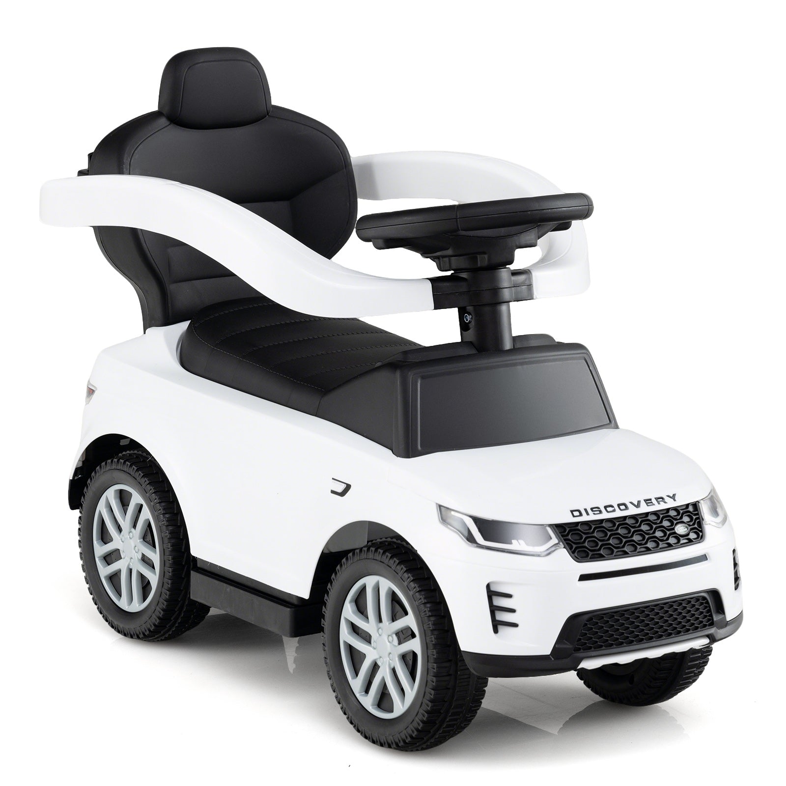 3 in 1 Push Car with Removable Handle and Guardrail for Kids 18-36 Months Old, White Push & Pedal Ride On Toys at Gallery Canada