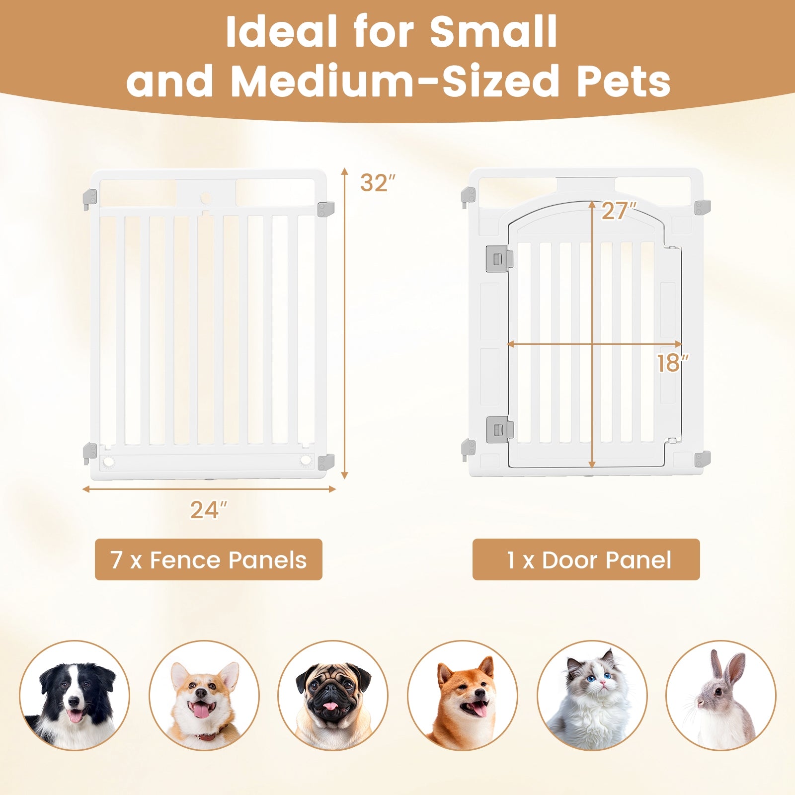 8-Panel Tall Plastic Dog Fence Indoor Outdoor Puppy Pen with Locking Door, White Pet Gate at Gallery Canada