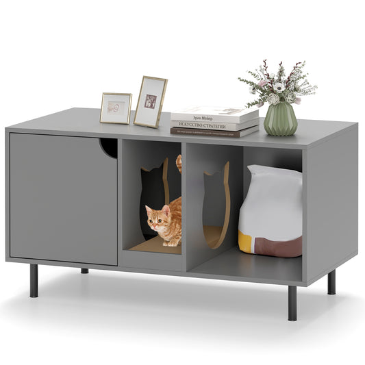 40 Inch Cat Litter Box Enclosure For 2 Cats, Gray Cat Houses Gray at Gallery Canada