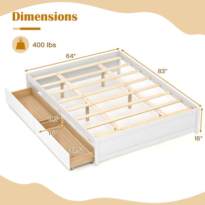 Queen Size Bed Frame with 2 Rolling Storage Drawers, White Trundle Bed Frame at Gallery Canada