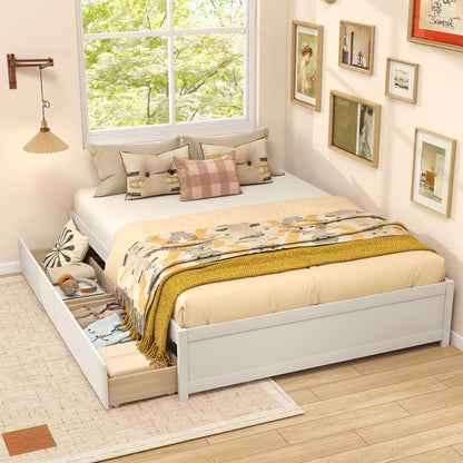 Queen Size Bed Frame with 2 Rolling Storage Drawers, White Trundle Bed Frame at Gallery Canada
