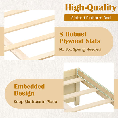 Queen Size Bed Frame with 2 Rolling Storage Drawers, Natural Trundle Bed Frame at Gallery Canada