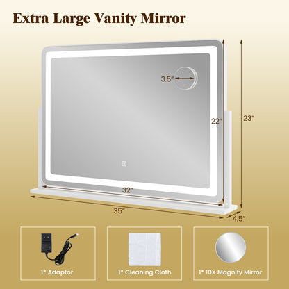 32 x 22 Inch Large Makeup Vanity Mirror with 3-Color Lighting Mode, White Wall Mirrors at Gallery Canada