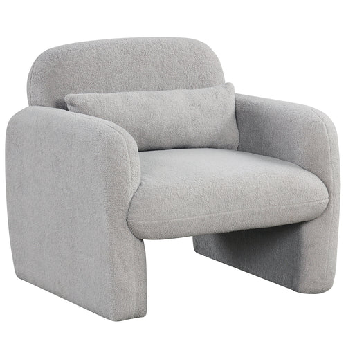 Modern Accent Chair with Waist Pillow and Armrests for Living Room Bedroom, Gray