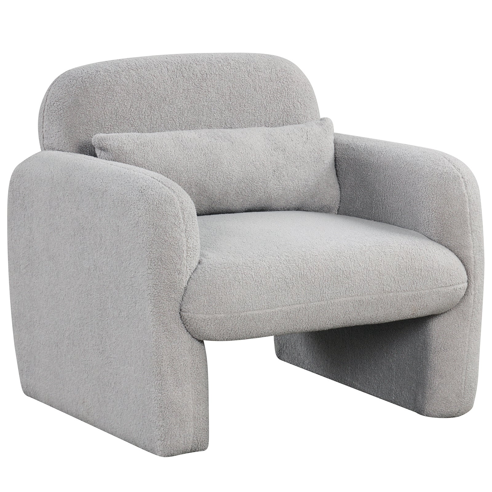 Modern Accent Chair with Waist Pillow and Armrests for Living Room Bedroom, Gray Accent Chairs at Gallery Canada