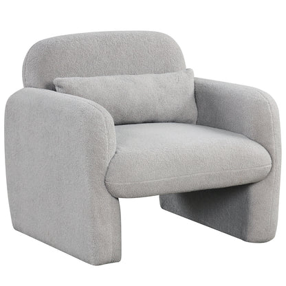 Modern Accent Chair with Waist Pillow and Armrests for Living Room Bedroom, Gray Accent Chairs at Gallery Canada