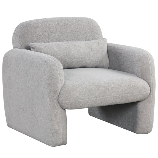 Modern Accent Chair With Waist Pillow, Gray Accent Chairs Gray at Gallery Canada
