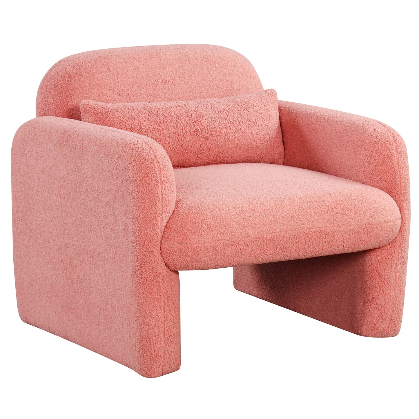 Modern Accent Chair with Waist Pillow and Armrests for Living Room Bedroom, Pink