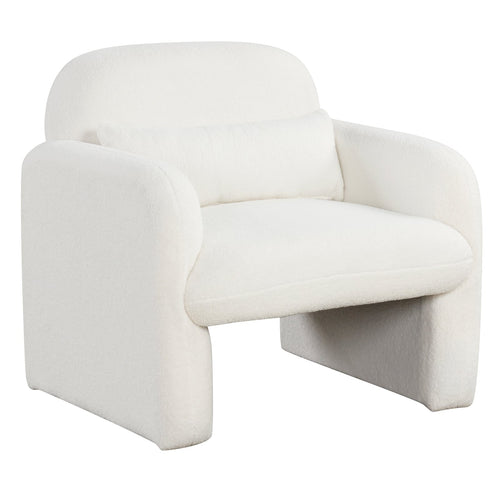 Modern Accent Chair With Waist Pillow, Armrests, Beige