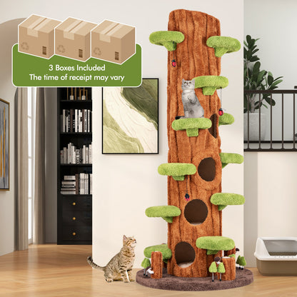 90.5 Inch Tall Cat Tree With Private Condos, Brown Cat Trees Condos & Scratchers at Gallery Canada