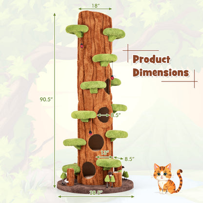 90.5 Inch Tall Cat Tree With Private Condos, Brown Cat Trees Condos & Scratchers at Gallery Canada