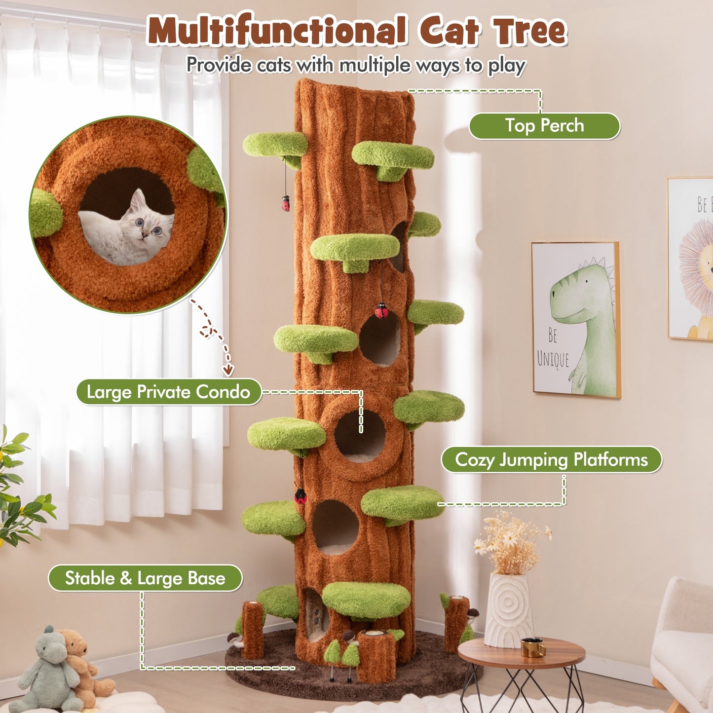 90.5 Inch Tall Cat Tree With Private Condos, Brown Cat Trees Condos & Scratchers at Gallery Canada