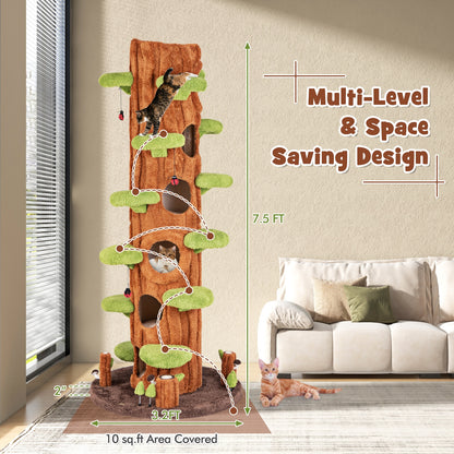 90.5 Inch Tall Cat Tree With Private Condos, Brown Cat Trees Condos & Scratchers at Gallery Canada