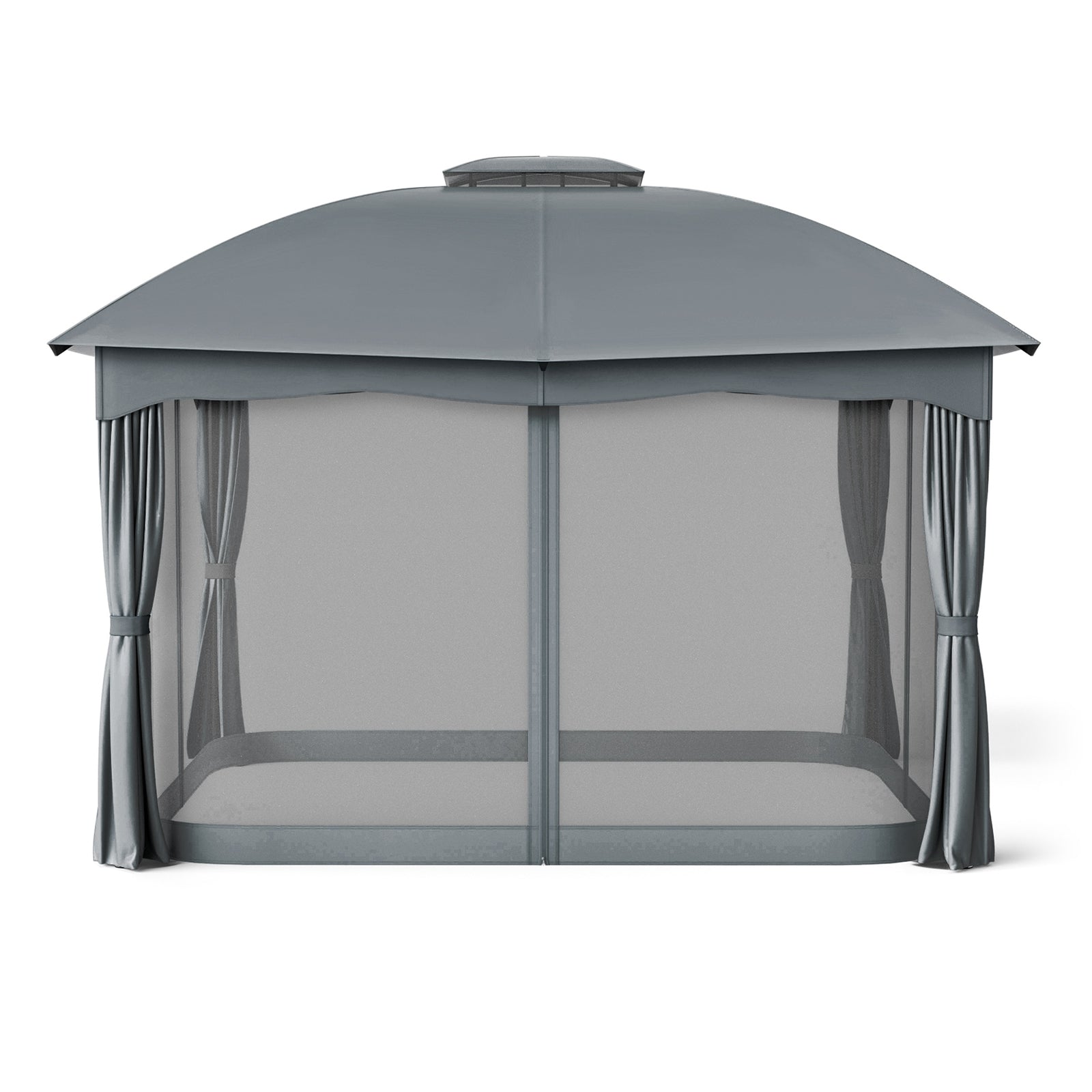 12 x 10 Feet Canopy Double Vented Heavy Duty Steel Gazebo, Gray Gazebos at Gallery Canada