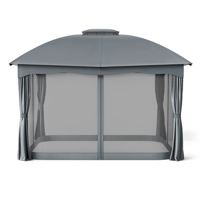 12 x 10 Feet Canopy Double Vented Heavy Duty Steel Gazebo, Gray Gazebos at Gallery Canada